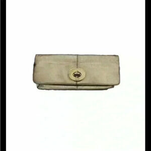 Coach Large Gold Patent Leather Clutch Wristlet Wallet Purse
